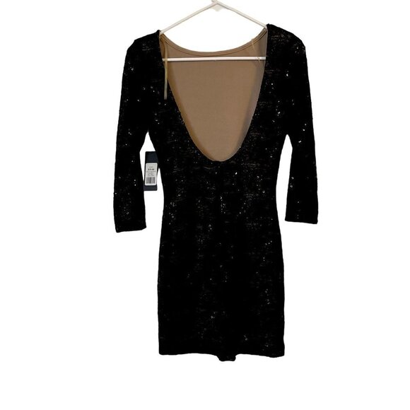 NWT Akira subtle sequin low back dress long sleeved bodycon formal dress - Picture 6 of 7